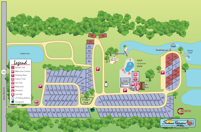 Hideaway Ponds RV Resort - Resort Map